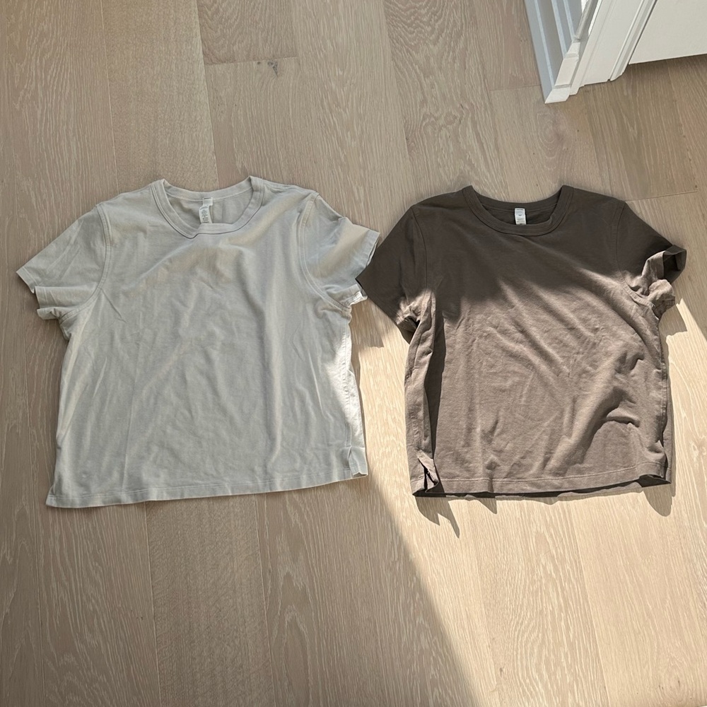 lululemon athletica Long Sleeve Tops - Cream and Brown